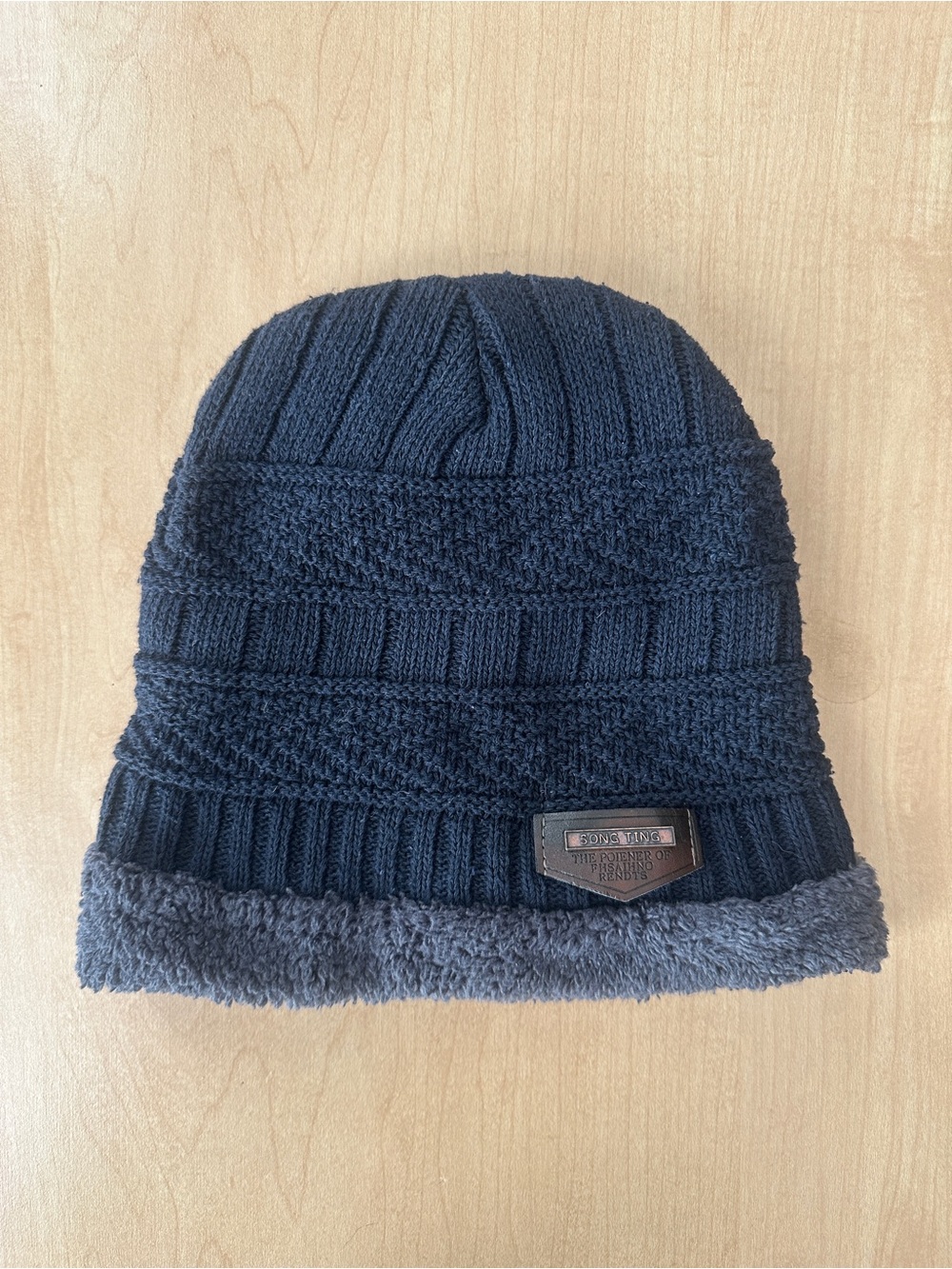 Song Ting Kids Knit Sherpa Lined Beanie Hat - Black